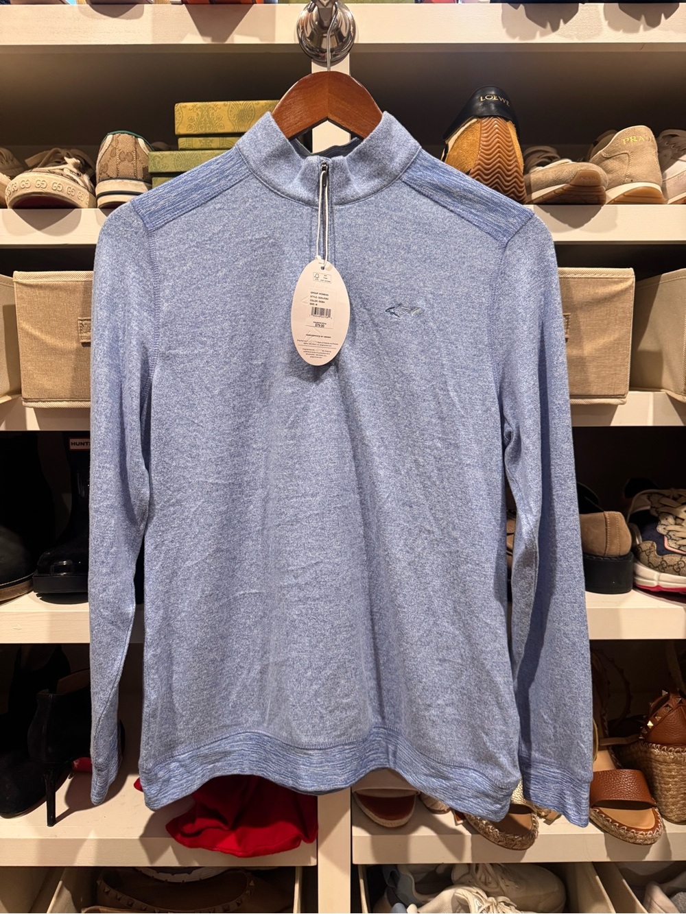 NWT Greg Norman Cozy Shark Light Blue Soft Quarter-Zip Pullover